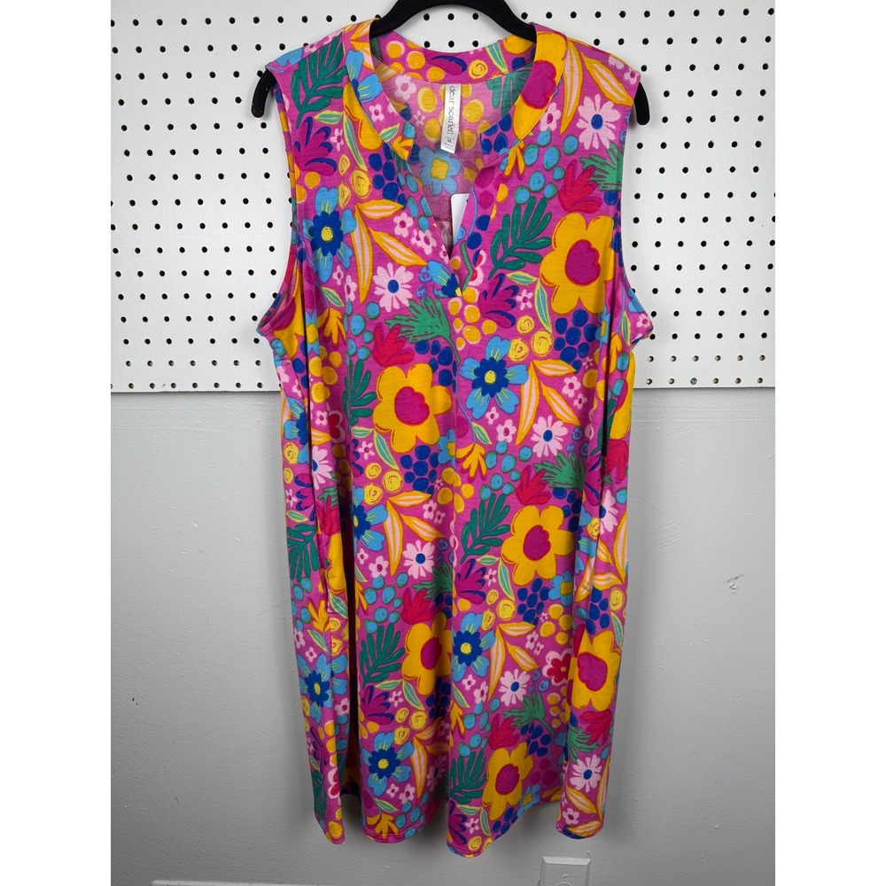 Dear Scarlett NWT Pink Floral Lizzy Dress XL Dopamine Maximalist Colorful